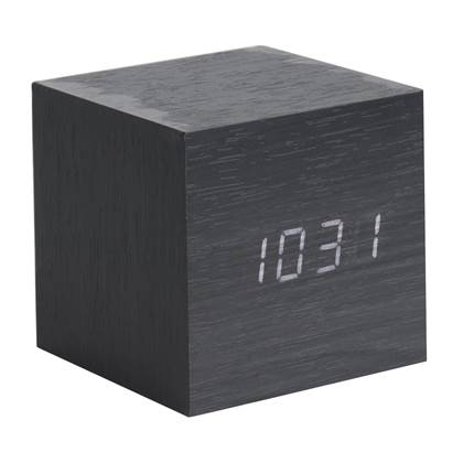 Karlsson Cube Wekker 8 x 8 x 8 cm Zwart Hout Klokken Woonaccessoires
