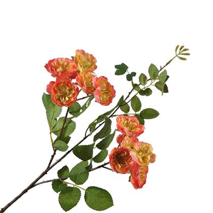 Silk-ka Zijden Bloem-Kunst Bloem Roos tak Zalm Lengte 64 cm Roze Zijde Planten Woonaccessoires
